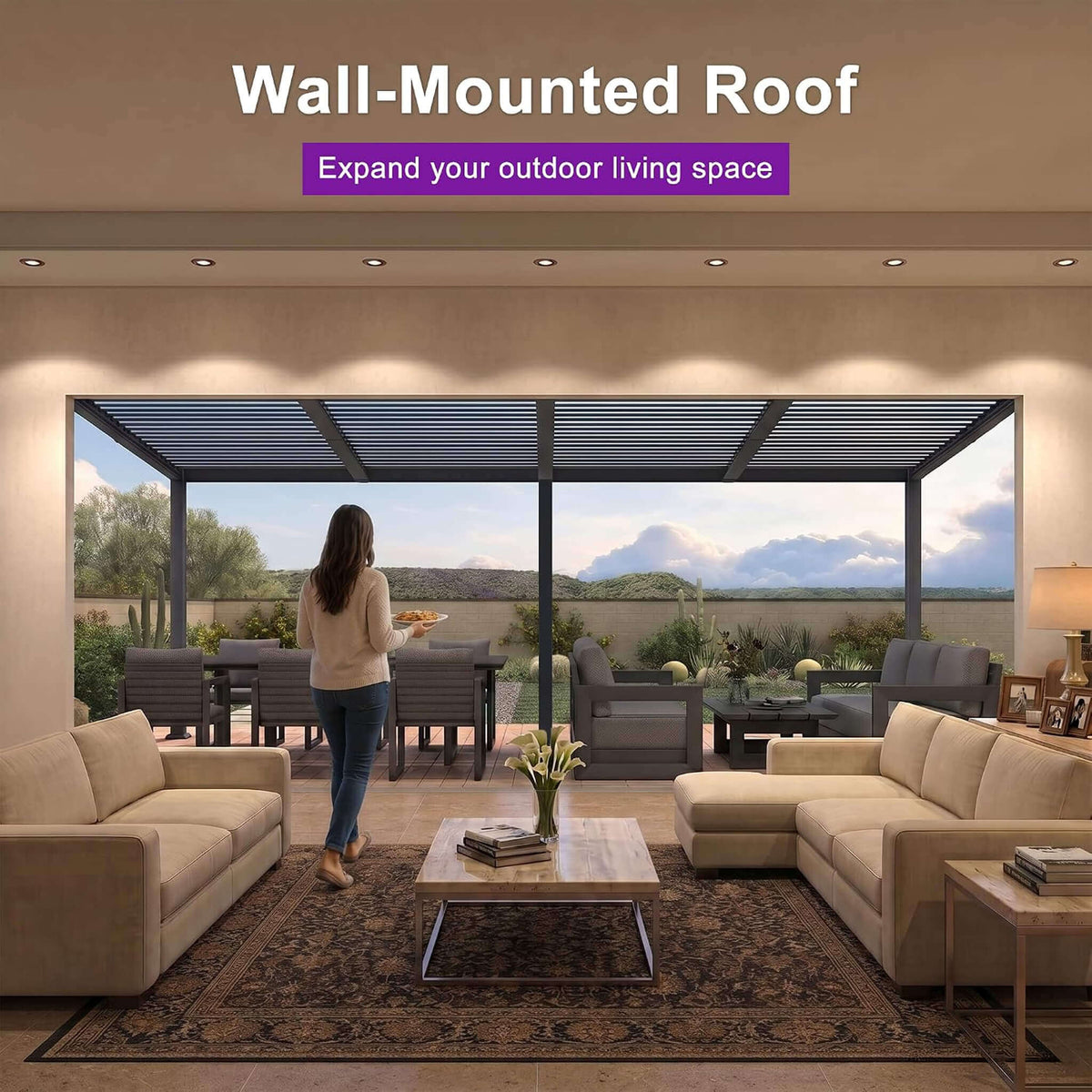 [11X18FT] Alora Modern Wall-Mounted Louvered Pergola With Aluminum Frame (SAK69081)