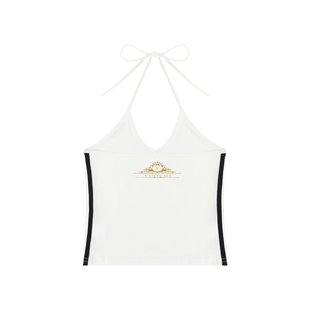 Women's Color Block Halter Crop Tank Top