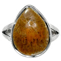 Premium Quality Flower Fossil Coral Ring size-7 R-1008 52-ER14201